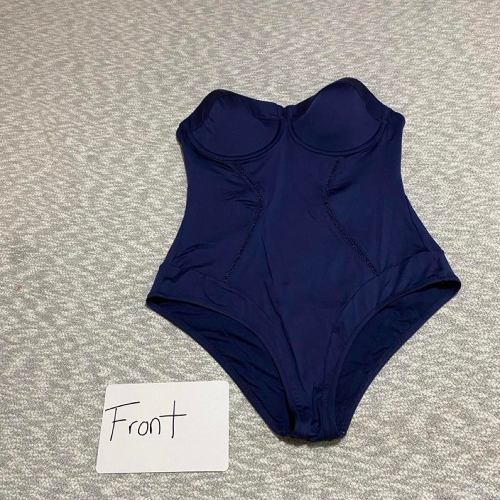 Paolita navy blue one piece strapless bodysuit women L. SKU-B967